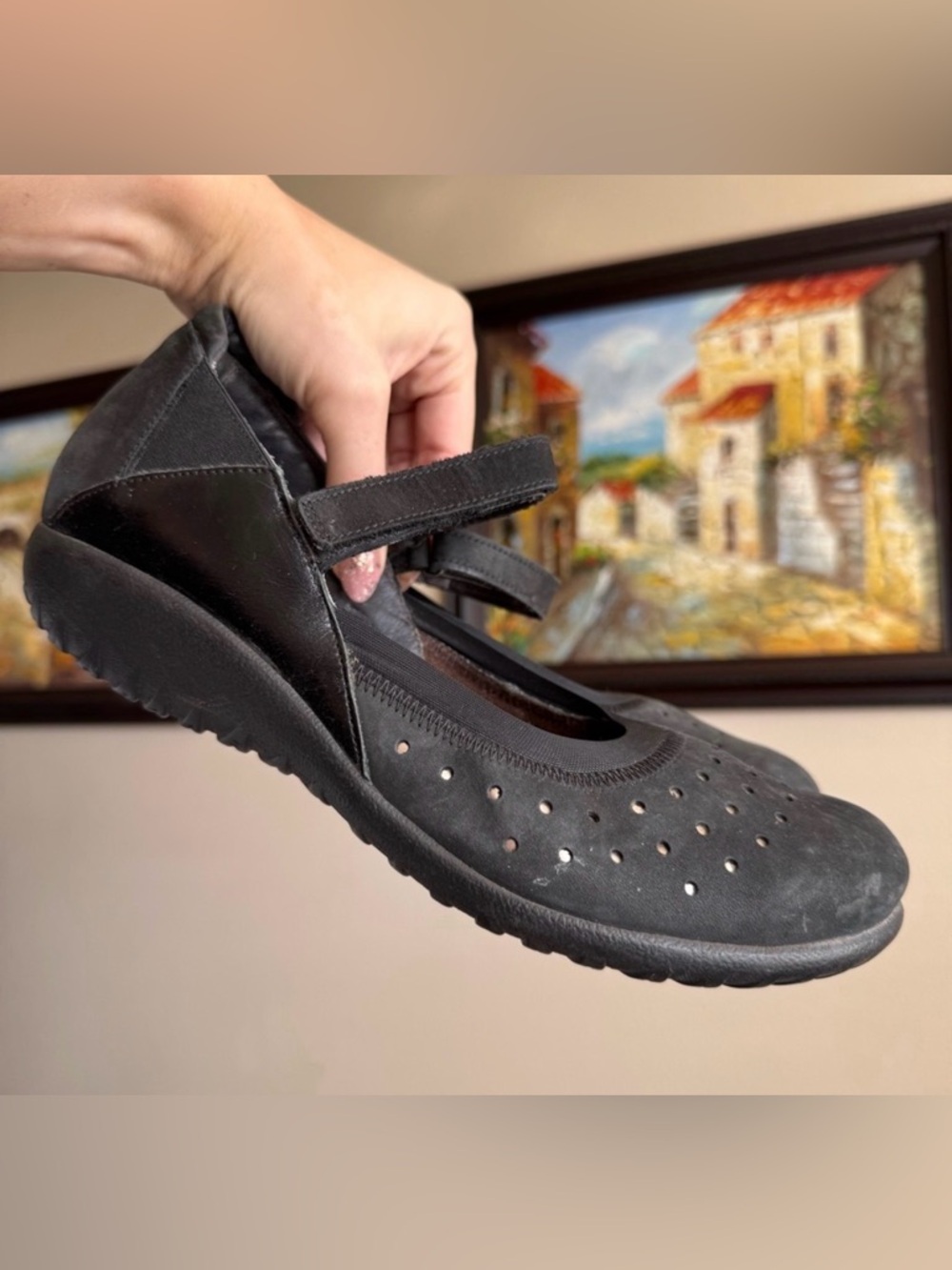 Naot Matua Mary Jane Black Suede Leather Shoes 41